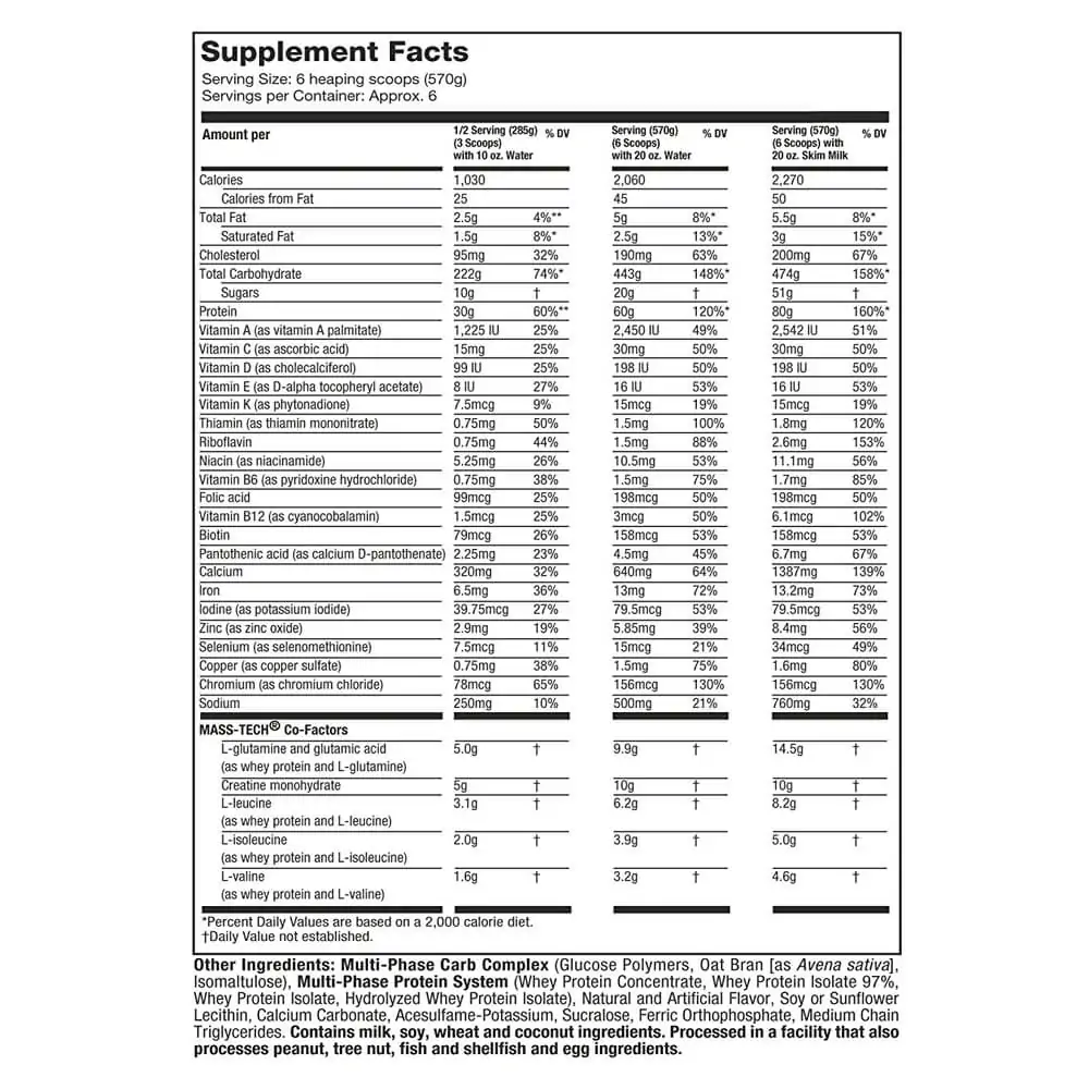 Mass Tech Extreme 2000 - 6Lbs Protonic Nutrition