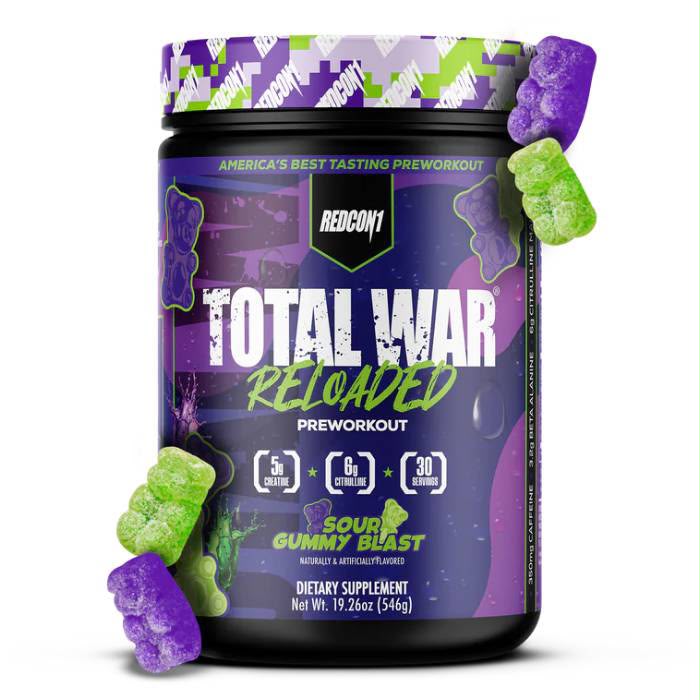 Redcon1 Total War Reloaded Pre-Workout | Sour Gummy Blast | 30 Servings
